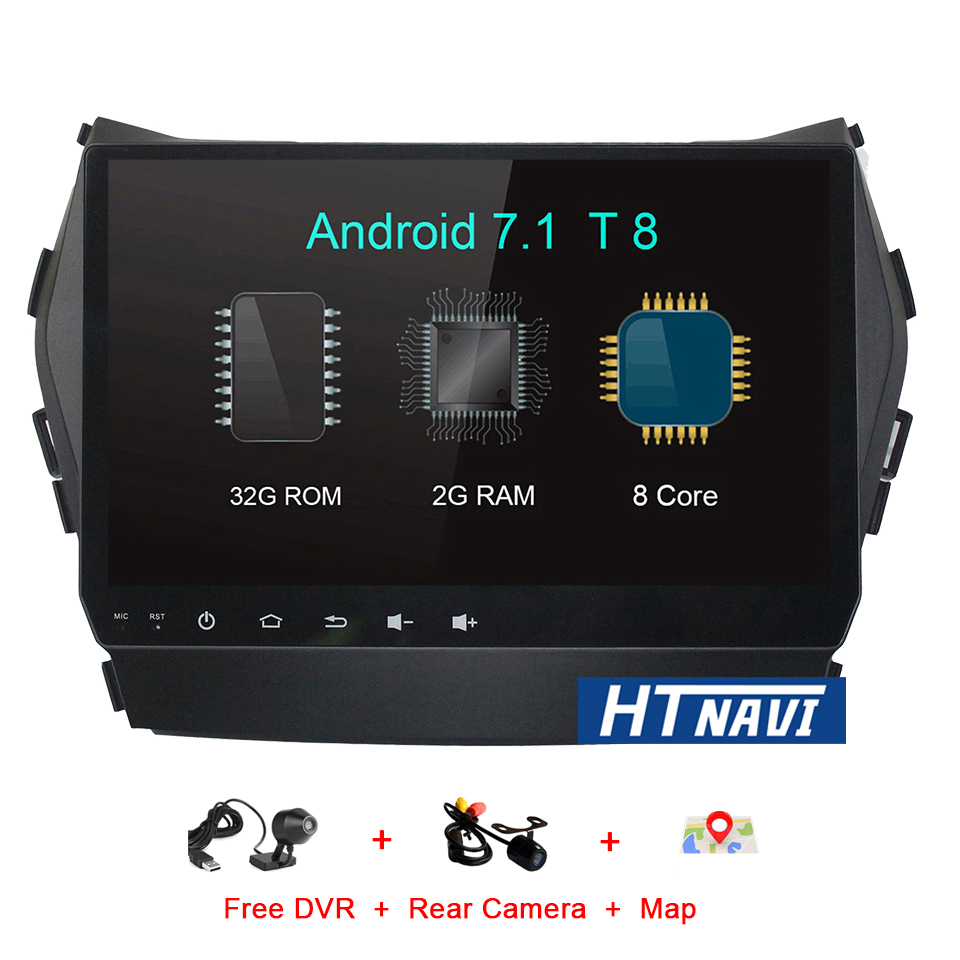 HTNAVI Lecteur multimédia de voiture pourHyundai ix45/Santa Fe 2015-2017