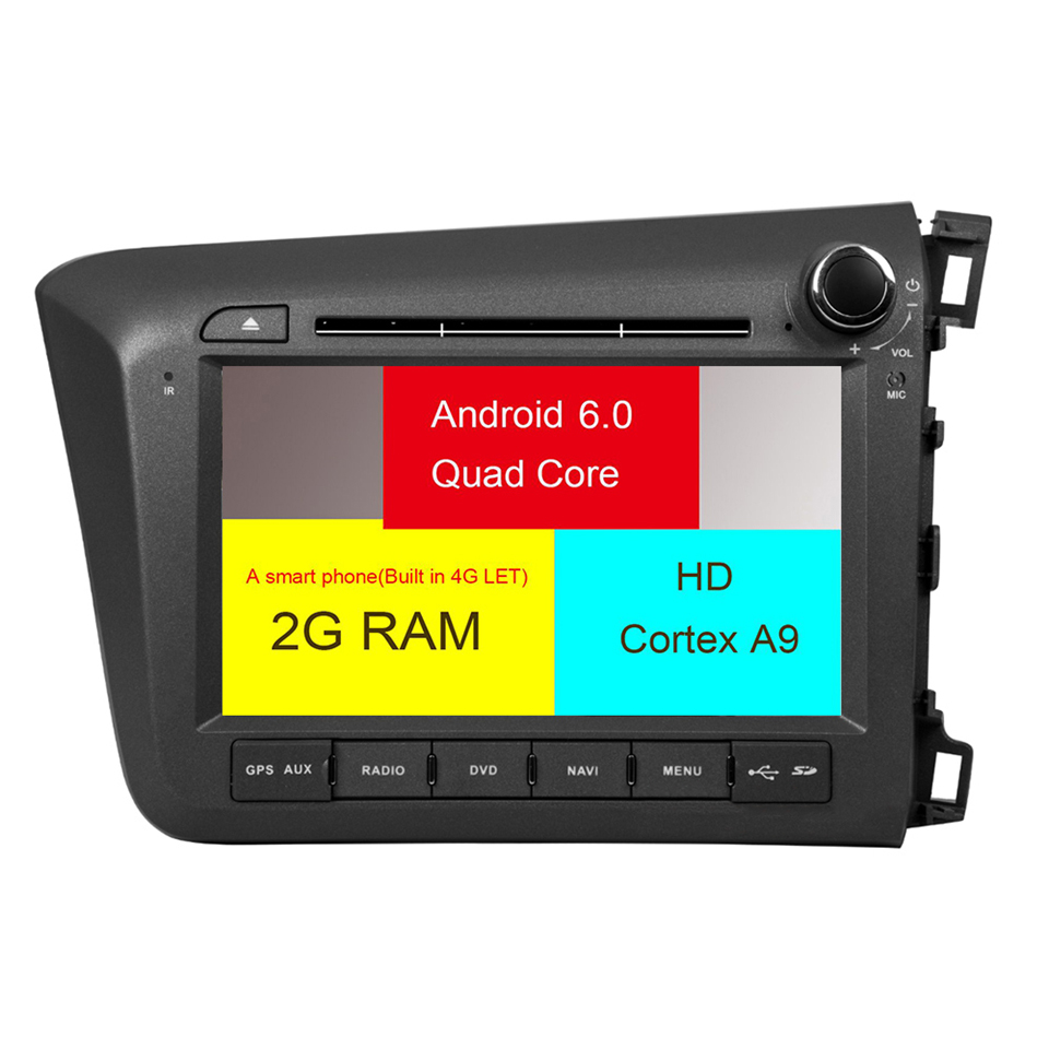 HTNAVI Reproductor multimedia para coche para honda Civic 2012 - 2015