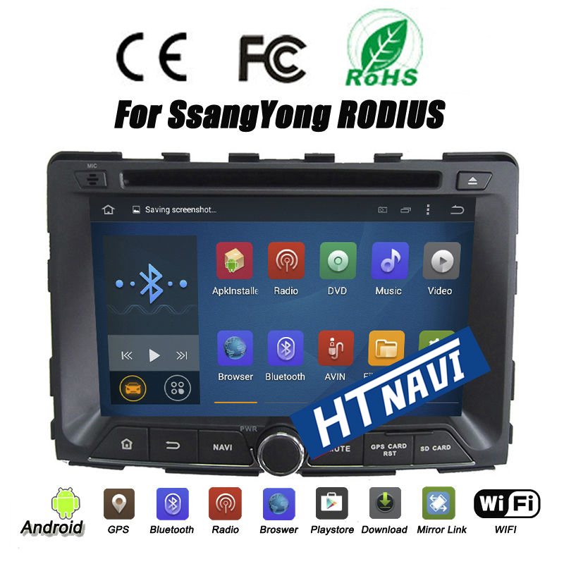 HTNAVI Lecteur multimédia de voiture pourSsangyong Rodius/Turismo/Stavic/Rexton 2014-2015