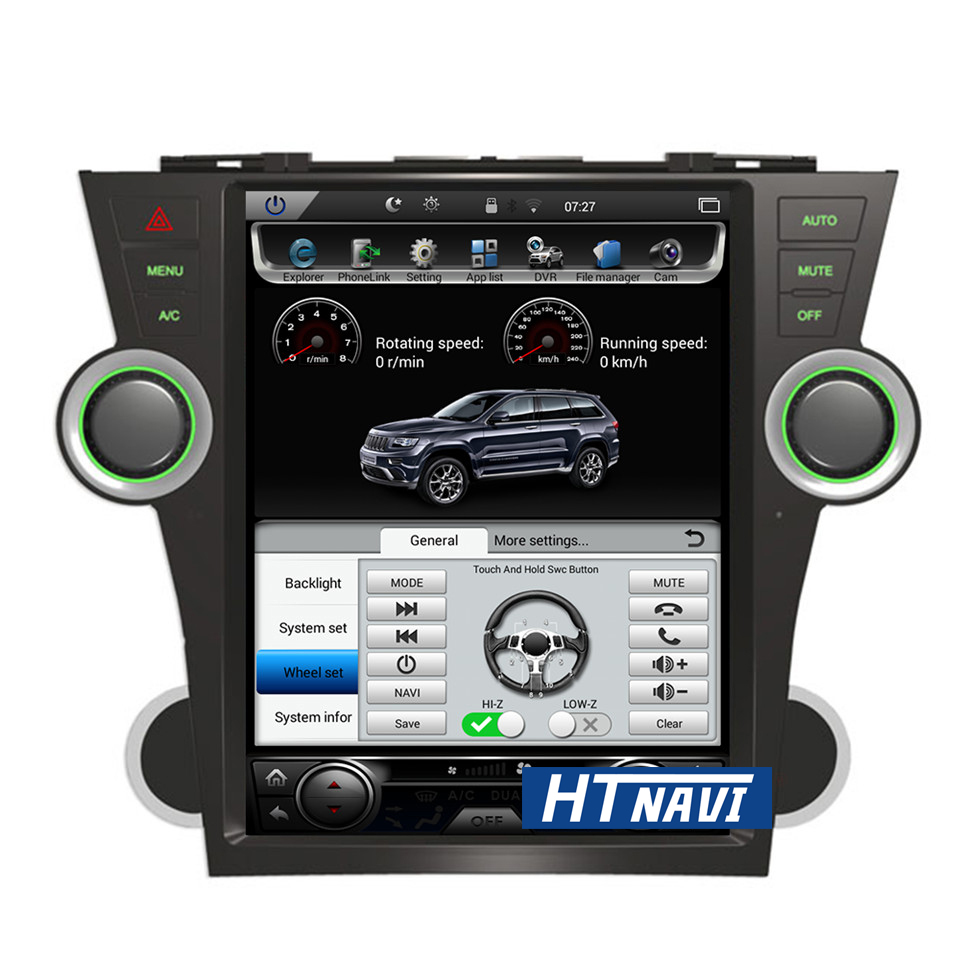 HTNAVI Lecteur multimédia de voiture pourToyota Highlander 2009-2013