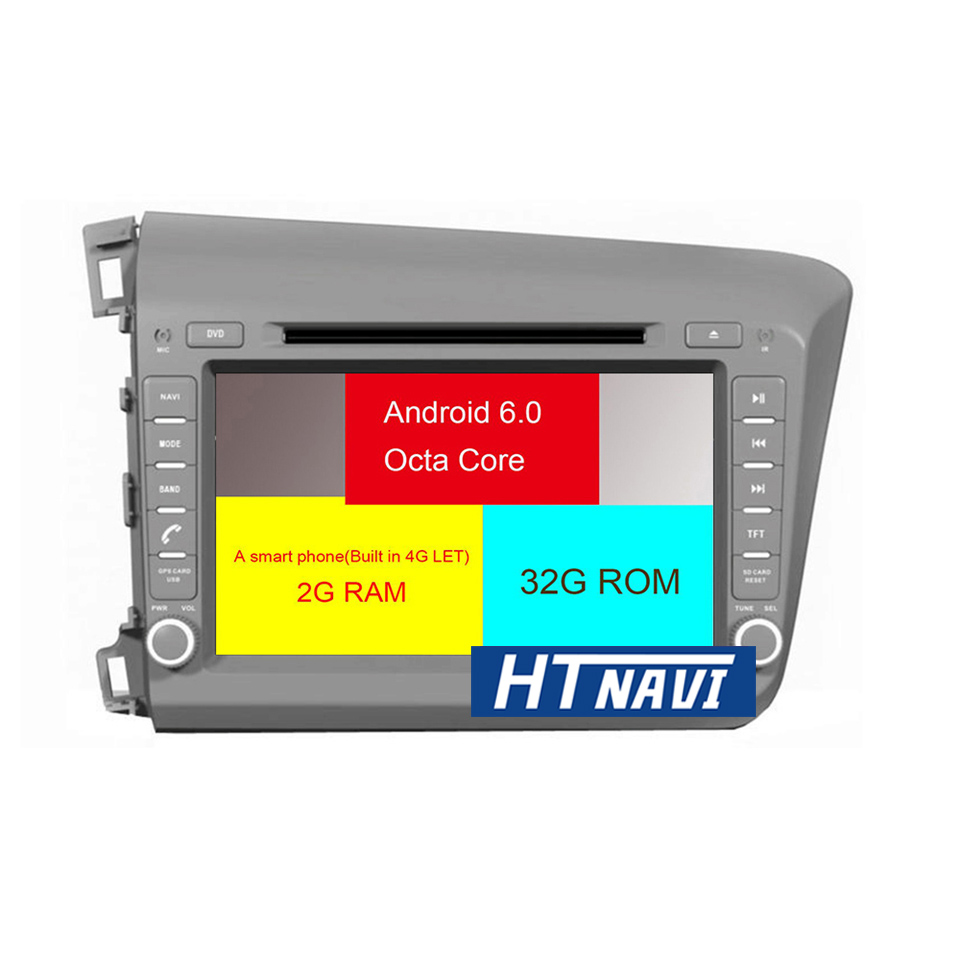 HTNAVI Lecteur multimédia de voiture pourHonda Civic 2012-2015