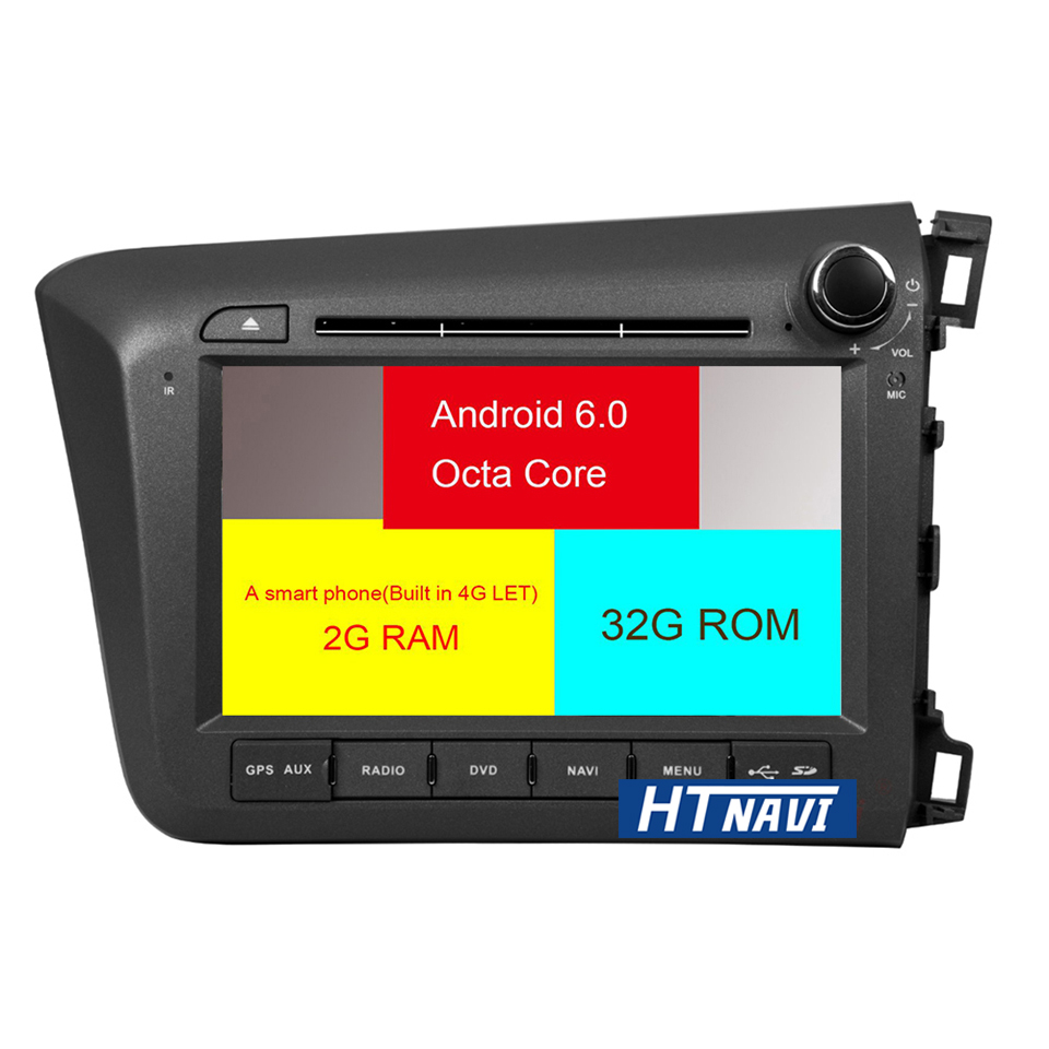 HTNAVI Lecteur multimédia de voiture pourHonda Civic 2012-2015